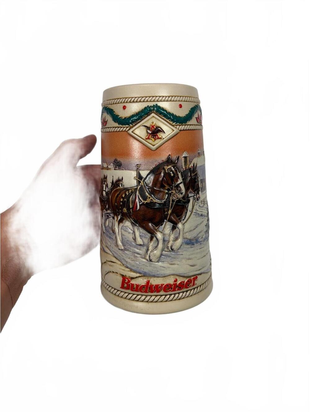 Vintage Budweiser 1996 American Homestead Holiday Beer Stein CS273 Clydesdales